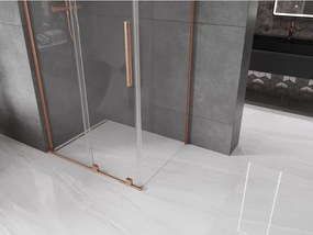 Mexen Velar L, sprchový kút s posuvnými dverami 90 x 85 cm, 8mm číre sklo, medená matná, 871-090-085-03-65
