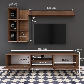 Set TV komody a 2 nástenných políc Wren