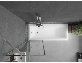 Mexen Next, 1-krídlová vaňová zástena 60 x 150 cm, 6mm číre sklo - čierny vzor, oceľová, 895-060-000-00-70-97