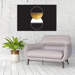 Obraz - Abstrakcia zlatá a čierna N⁰2 (90x60 cm)