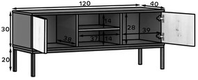 TV stolík LANZZI 120x40 cm, čierna/dub artisan