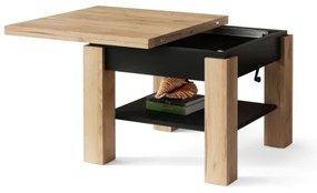 Rozkladací konferenčný/jedálenský stôl so zvíhacou doskou CALEB dub craft/čierna