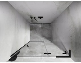 Mexen, Mexen Lunar L výklopné pravé sprchové dvere 85 cm, transparentné, čierne - 834L-085-000-70-00-P
