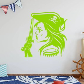 Veselá Stena Samolepka Hlava Pirátky Farba: zelená, Veľkosť: 60 x 60 cm