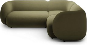 Zelená zamatová rohová pohovka (pravý roh/do L) Kate – Micadoni