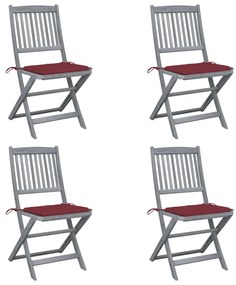 Skladacie vonkajšie stoličky s podložkami 4 ks akáciový masív 3064572