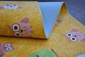 Detský kusový koberec LITTLE OWL žltý