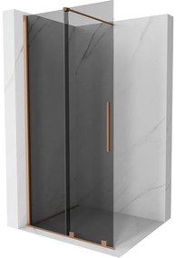 Mexen Velar, sprchová zástena s posuvnými dverami Walk-in 75 x 200 cm, 8mm šedé sklo, medená matná, 871-075-000-43-65