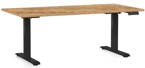 Výškovo nastaviteľný stôl OfficeTech D, 160 x 80 cm, čierna podnož, dub zlatý