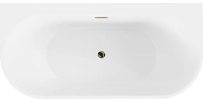 Mexen Oval+, voľne stojaca vaňa ku stene 170 x 80 cm, biela lesklá, zlatý lesklý prepad, 52681708000-50