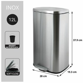 Spirella Pedálový odpadkový kôš soft-close Akira 12 l, brúsená nehrdz. oceľ, 12 l