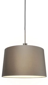 Moderné závesné svietidlo oceľ a čierna s tienidlom 45 cm taupe - Combi