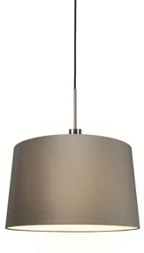 Moderné závesné svietidlo oceľ a čierna s tienidlom 45 cm taupe - Combi