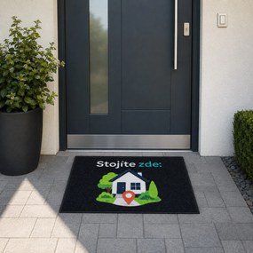 Mercury Flooring, Rohožka GPS (Stojíte tu) 40x60 cm - na von aj na doma, 40x60, čierna