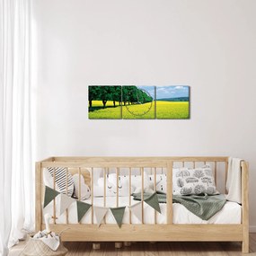 Obraz poľa s alejou (s hodinami) (90x30 cm)