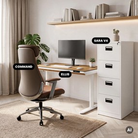 Elektrický písací stôl sit-stand so zásuvkou a bezdrôtovou nabíjačkou Qi biely/zlatý dub, 1200 mm: ELLIS