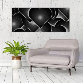 Obraz čierno-bielych sŕdc (120x50 cm)