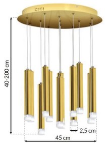 Závesné svietidlo Goldie, 13x zlaté kovové tienidlo, g