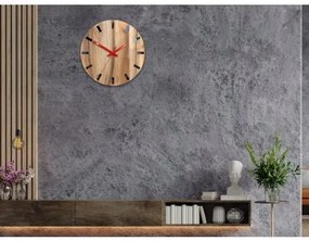 Sammer Drevené hodiny z orecha SIMPLE - čierna/červená 33 cm OrzechSimpleBlackRed