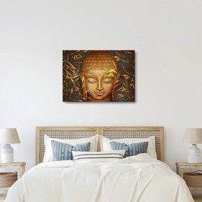 Sklenený obraz - Zlatý Budha (70x50 cm)