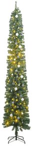 Úzky vianočný stromček 300 LED s guľami 300 cm 3210243