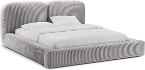 Svetlosivá čalúnená dvojlôžková posteľ s úložným priestorom s roštom 160x200 cm Martina – Micadoni