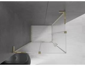 Mexen Velar L Duo, sprchový kút s posuvnými dverami 100 x 90 cm, 8mm sklo námraza, zlatá lesklá, 871-100-090-02-33-50