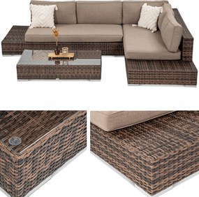 Veľká Súprava Záhradného Nábytku z Technorattanu Verona Rohová Sedačka Stôl na Terasa