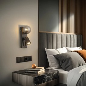 Moderné nástenné svietidlo čierne 2-svetlá naklápacie s portom USB-C - Lesly