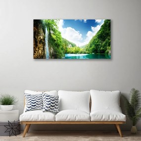 Obraz Canvas Hora les jazero príroda 120x60 cm