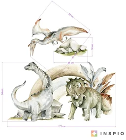 Nálepky na stenu - Dinosaury s dúhou