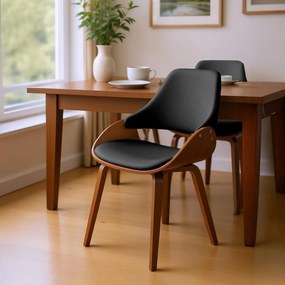 Sada 2 ks jedálenskej stoličky Vangale - orech/čierna