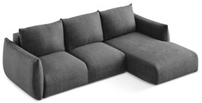 Tmavosivá rozkladacia rohová pohovka (pravý roh/s leňoškou) Leila – Makamii