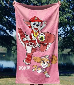 Bavlnená plážová osuška Labková patrola – Paw Patrol - motív Dinosauria jazda - 100% bavlna - 70x140 cm