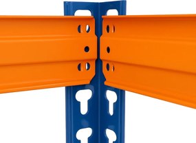 Regál 180x140x40 cm profesionálny 4-policový, nosnosť 1200 kg - modro-oranžový