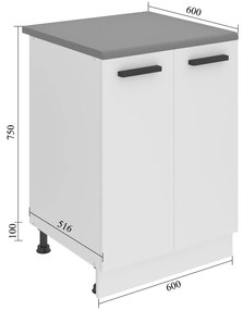 Kuchynská skrinka Belini Premium Full Version spodná 60 cm biely mat s pracovnou doskou