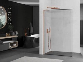 Mexen Kioto L, sprchová zástena Walk-In 80 x 200 cm, 8mm číre sklo čierny vzor, medený matný profil, 800-080-103-65-70