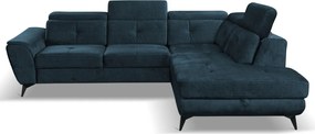 Rohová sedacia súprava Sergio, námornícka modrá látka, pravý roh
