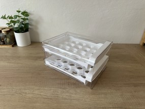 Box na vajíčka, organizér na vajcia do chladničky, 2 poschodia, na 40 vajec