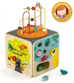 Drevená didaktická kocka s motorickým labyrintom