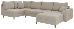 Béžová rohová pohovka z textílie bouclé (pravý roh/do "U") Ariella – Ropez