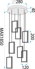 Toolight Toolight, LED závesné svietidlo 18W, 3000K, 1500lm, LHJ089-7CP, čierna, OSW-50064