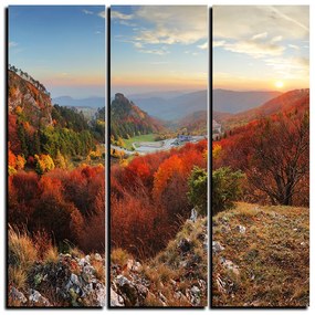 Obraz na plátne - Jesenná krajina pri západe slnka, Slovensko, Vrsatec - štvorec 3260B (105x105 cm)