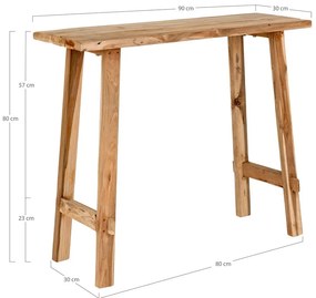 Konzolový stolík z teakového dreva v prírodnej farbe 30x90 cm Girona – House Nordic