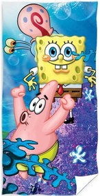 Detská plážová osuška SpongeBob s Garym a Patrikom - 100% bavlna - 70 x 140 cm