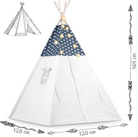 Detský stan Tepee so svetlami Nukido - námornícka modrá