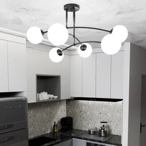 Luster na tyči PREGOS 6xE14/10W/230V čierna/biela