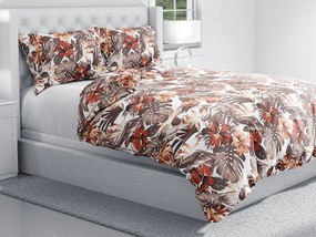 Biante Bavlnené posteľné obliečky Sandra SA-441 Hnedo-tehlové kvety a listy monstery Jednolôžko 140x200 a 70x90 cm