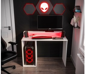 Herný PC stolík Garrick 2 (biely) (s LED RGB osvetlením). Akcia -6%. Vlastná spoľahlivá doprava až k Vám domov. 1064136