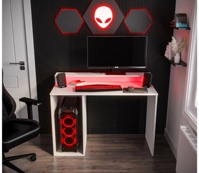 Herný PC stolík Garrick 2 (biely) (s LED RGB osvetlením). Akcia -71%. Vlastná spoľahlivá doprava až k Vám domov. 1064136